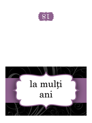 Felicitare aniversară (proiectare cu panglică violet, pliată pe jumătate) Felicitare aniversară (proiectare cu panglică violet, pliată pe jumătate)