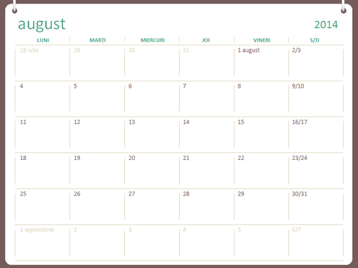 Calendar școlar 2014-2015 (august-iulie) Calendar școlar 2014-2015 (august-iulie)