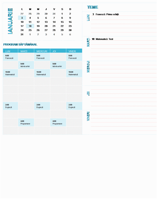 Calendar de planificare săptămânală pentru elevi (orice an, luni-duminică) Calendar de planificare săptămânală pentru elevi (orice an, luni-duminică)