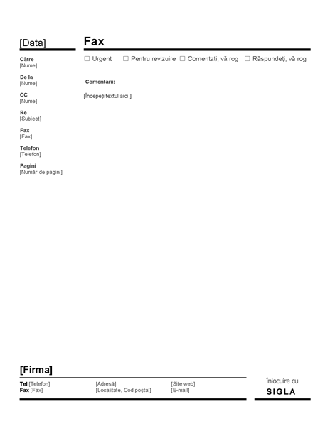 Pagină de însoțire fax pentru firme (Roșu și negru) Pagină de însoțire fax pentru firme (Roșu și negru)