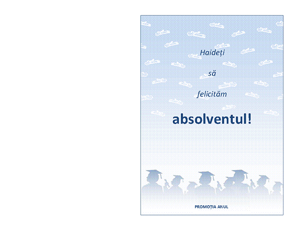 Invitație la petrecerea de absolvire (proiectare Petrecere de absolvire, pliată pe jumătate)