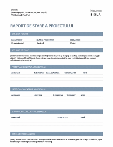 Raport stare proiect Raport stare proiect