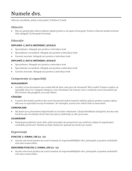 CV funcțional CV funcțional