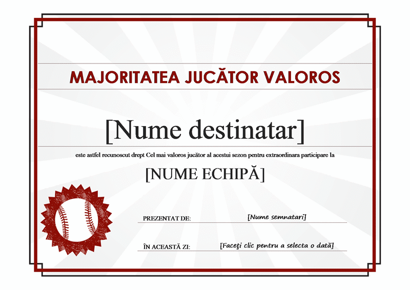 Certificat Cel mai bun jucător Certificat Cel mai bun jucător