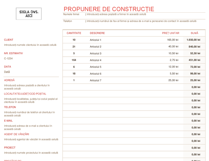 Propunere de construcție Propunere de construcție