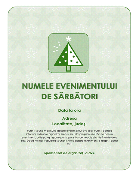 Fluturaș de eveniment de sărbători (cu un brad verde) Fluturaș de eveniment de sărbători (cu un brad verde)