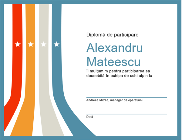 Certificat de participare Certificat de participare
