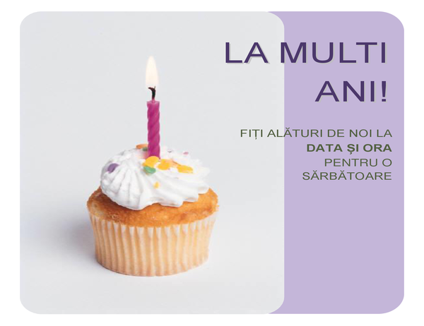 Fluturaș de invitație la zi de naștere (cu o brioșă) Fluturaș de invitație la zi de naștere (cu o brioșă)