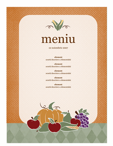 Meniu (design cu tema recoltă) Meniu (design cu tema recoltă)