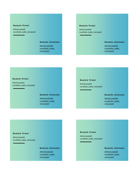 Etichete de livrare (proiectare Gradient verde, 6 pe pagină, compatibile cu Avery 5164) Etichete de livrare (proiectare Gradient verde, 6 pe pagină, compatibile cu Avery 5164)