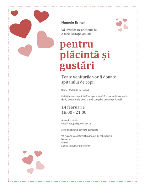 Invitație La Licitația Pentru Plăcintă De Ziua Indrăgostiților