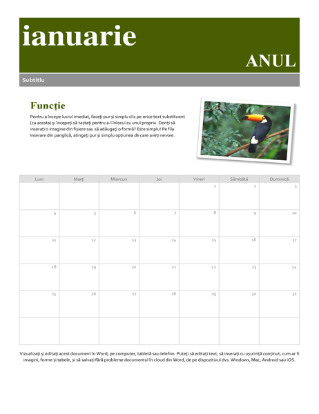 Calendar cu instantanee Calendar cu instantanee