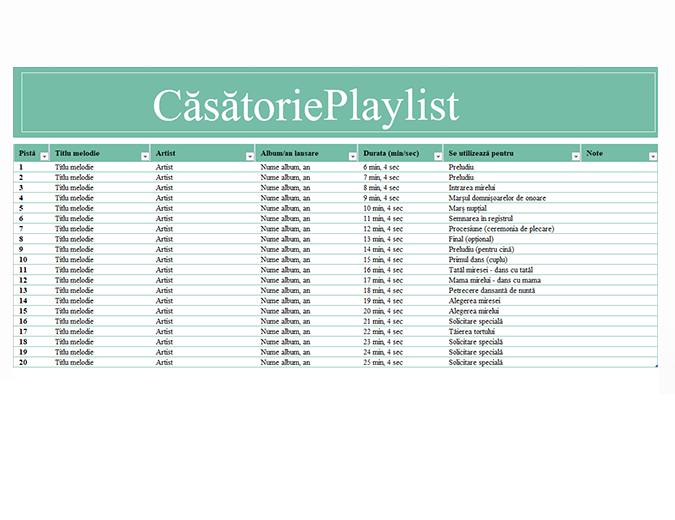 Playlist de nuntă Playlist de nuntă
