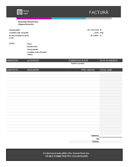 Factură de servicii (design Gradient albastru) Factură de servicii (design Gradient albastru)