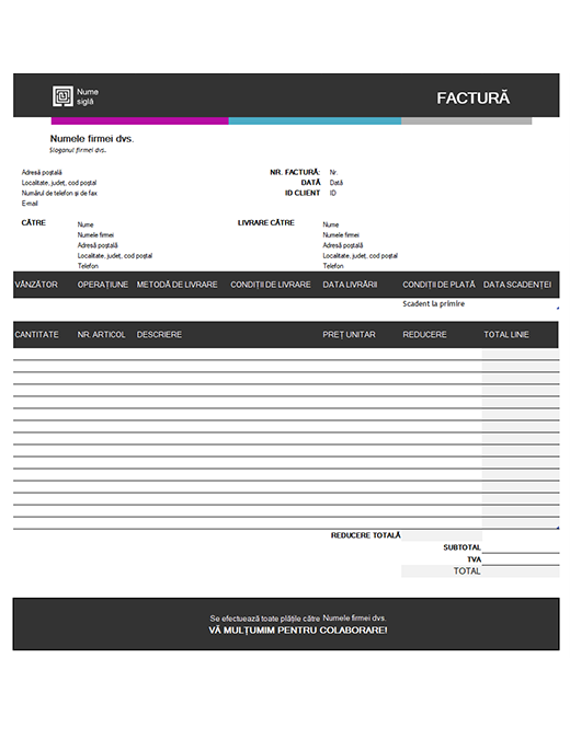 Factură vânzări (proiectare Gradient albastru) Factură vânzări (proiectare Gradient albastru)