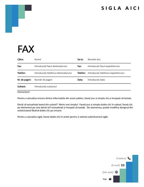 Pagină de însoțire fax trepte albastre Pagină de însoțire fax trepte albastre