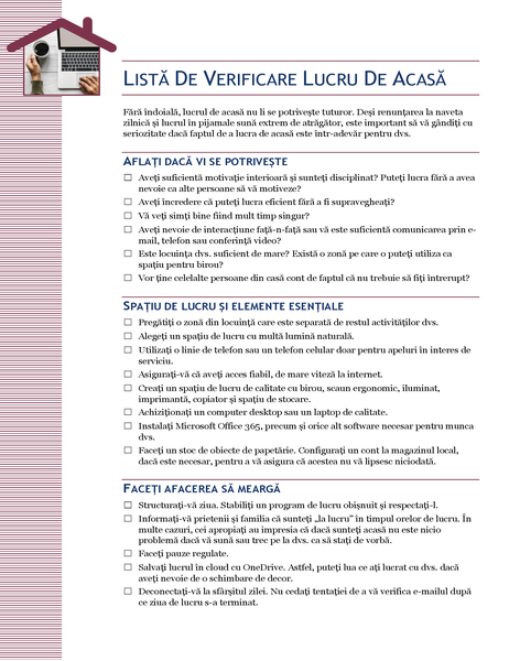 Listă de verificare Lucru de acasă Listă de verificare Lucru de acasă