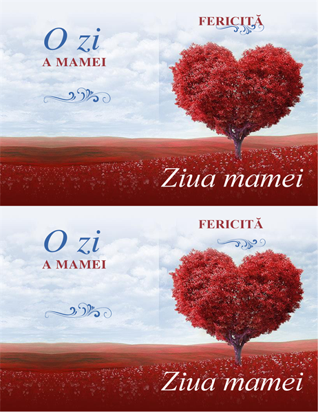 Felicitare cu un copac plin de inimi pentru ziua mamei Felicitare cu un copac plin de inimi pentru ziua mamei
