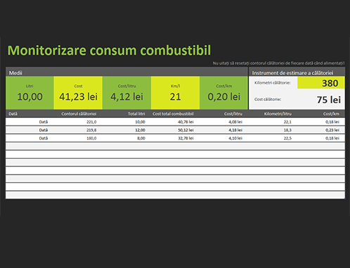 Monitorizarea consumului de combustibil Monitorizarea consumului de combustibil