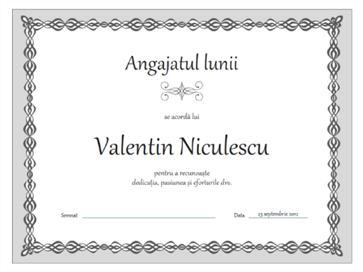 Diplomă, Angajatul lunii (proiect cu un lanț gri) Diplomă, Angajatul lunii (proiect cu un lanț gri)