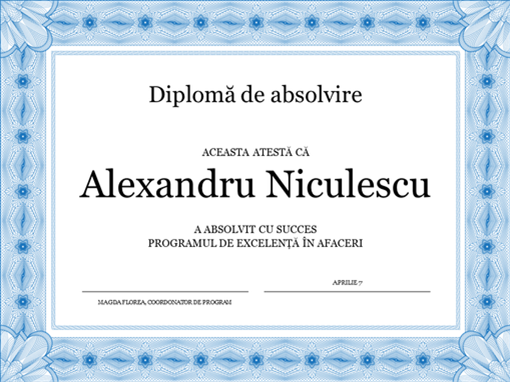Certificat de participare (albastru) Certificat de participare (albastru)