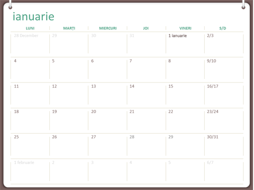 Calendar 2018 (luni-duminică, proiect cu două inele) Calendar 2018 (luni-duminică, proiect cu două inele)