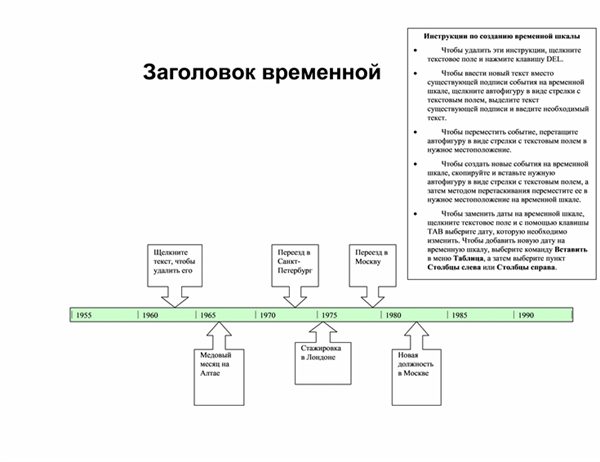 Временная шкала в word