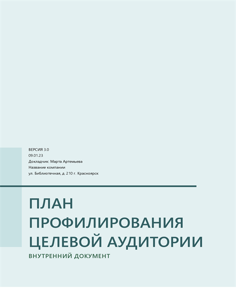 План профилирования целевой аудитории План профилирования целевой аудитории