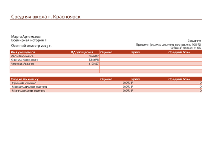 Журнал успеваемости учителя (на основе процентов) Журнал успеваемости учителя (на основе процентов)