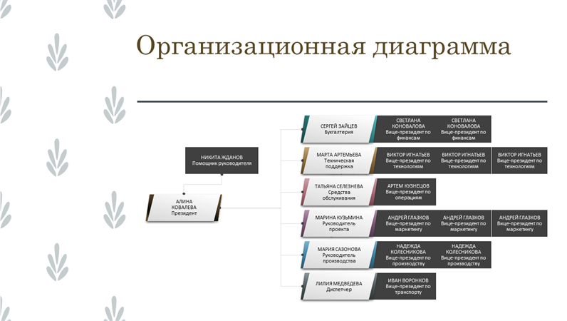 Горизонтальная организационная диаграмма Горизонтальная организационная диаграмма