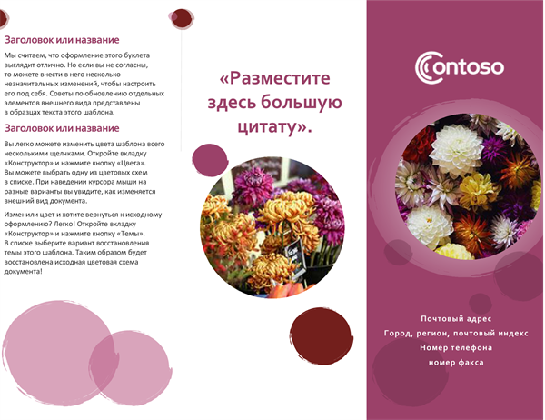 Буклет в розовом цвете Буклет в розовом цвете