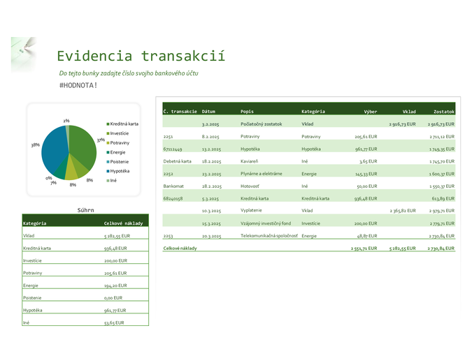 Evidencia transakcií s grafom Evidencia transakcií s grafom