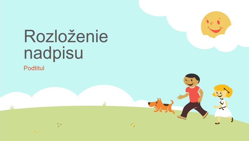 Návrh vzdelávacej prezentácie s motívom hrajúcich sa detí (kreslené ilustrácie, širokouhlý formát) Návrh vzdelávacej prezentácie s motívom hrajúcich sa detí (kreslené ilustrácie, širokouhlý formát)