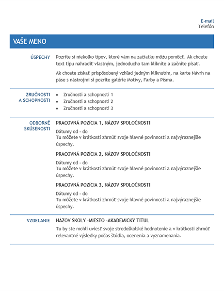 Životopis na zmenu pracovnej pozície v rámci spoločnosti Životopis na zmenu pracovnej pozície v rámci spoločnosti