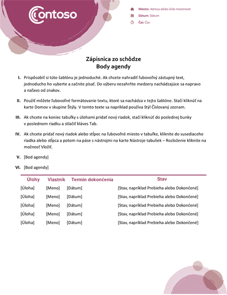 Zápisnica zo schôdze z balíka ružových motívov Zápisnica zo schôdze z balíka ružových motívov