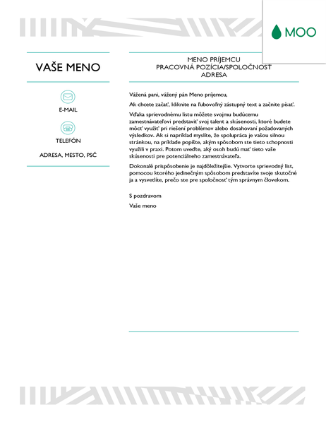 Kreatívny sprievodný list z dielne spoločnosti MOO Kreatívny sprievodný list z dielne spoločnosti MOO
