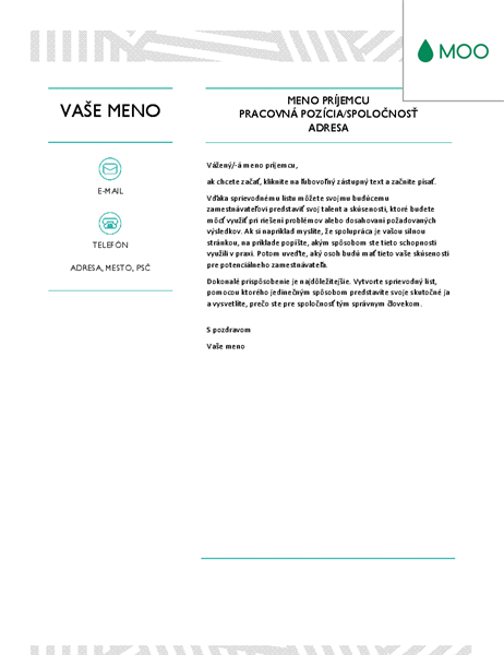 Kreatívny sprievodný list z dielne spoločnosti MOO Kreatívny sprievodný list z dielne spoločnosti MOO