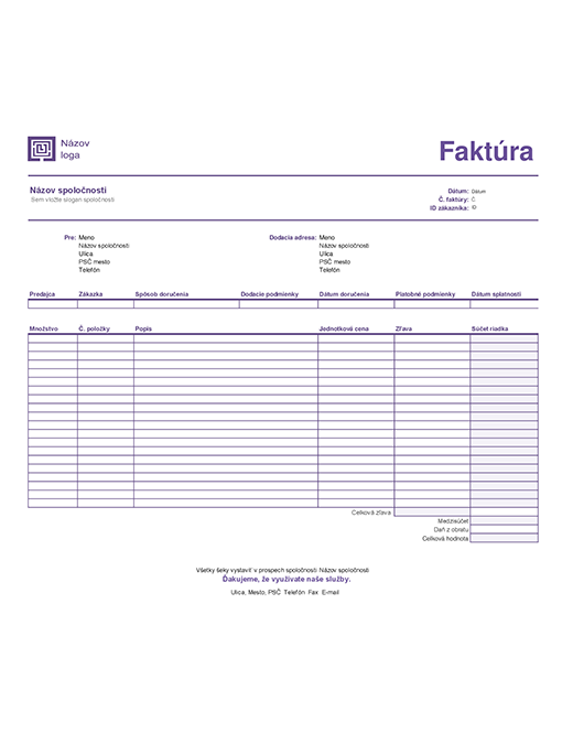 Predajná faktúra (motív s jednoduchými čiarami) Predajná faktúra (motív s jednoduchými čiarami)
