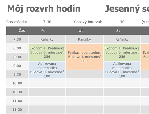 Rozvrh hodín Rozvrh hodín