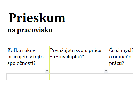 Prieskum na pracovisku Prieskum na pracovisku