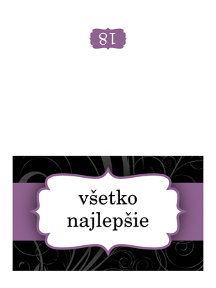 Narodeninový pozdrav (návrh s fialovou stužkou, preložený napoly) Narodeninový pozdrav (návrh s fialovou stužkou, preložený napoly)