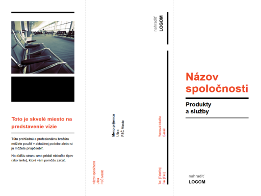 Trikrát preložená obchodná brožúra (čierny a červený návrh) Trikrát preložená obchodná brožúra (čierny a červený návrh)