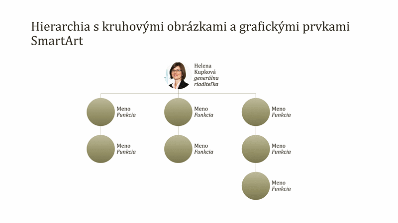 Organizačná schéma s kruhovými obrázkami (širokouhlý formát) Organizačná schéma s kruhovými obrázkami (širokouhlý formát)