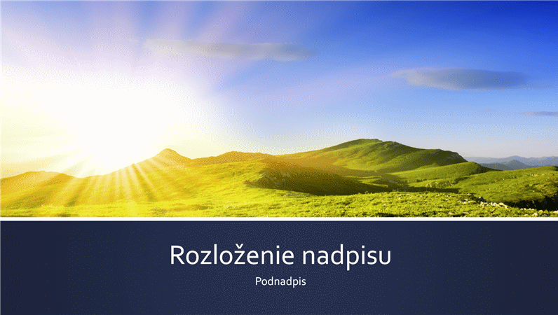 Prezentácia s modrými pruhmi a fotografiou východu slnka nad horami (širokouhlý formát) Prezentácia s modrými pruhmi a fotografiou východu slnka nad horami (širokouhlý formát)