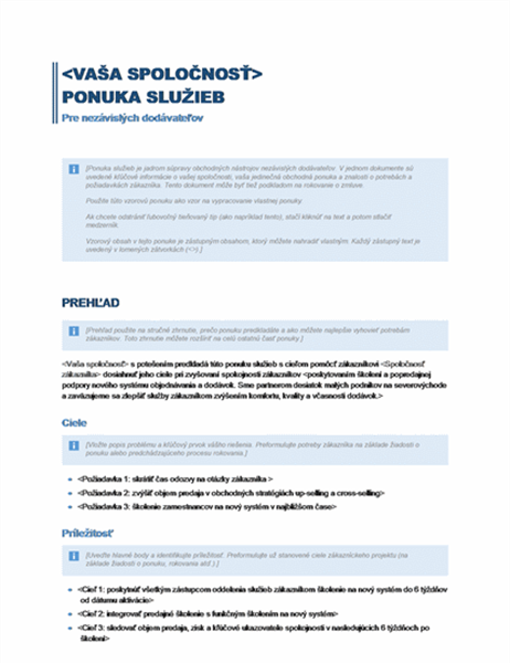 Ponuka služieb