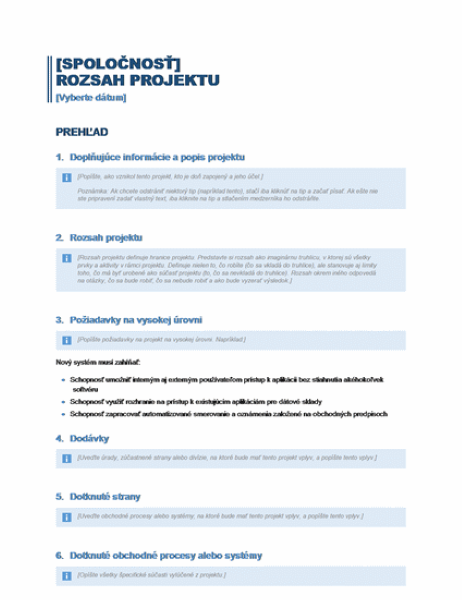 Rozsah projektu Rozsah projektu