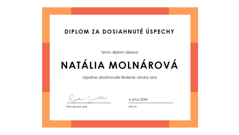 Diplom za dosiahnuté úspechy (modrý)