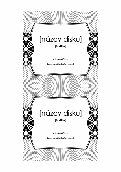 Označenie CD disku (možno použiť s papierom typu Avery 3265) Označenie CD disku (možno použiť s papierom typu Avery 3265)