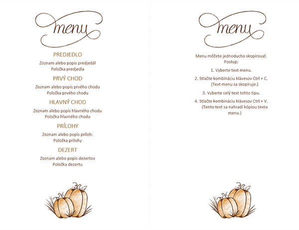 Menu na Deň vďakyvzdania Menu na Deň vďakyvzdania