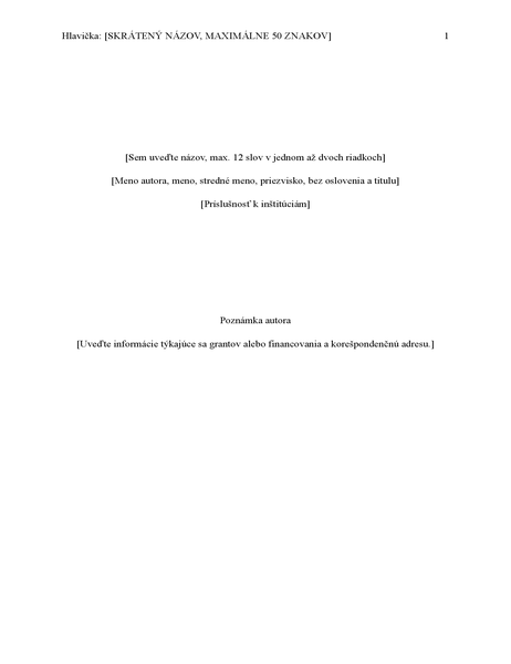 Správa v štýle APA (6. vydanie) Správa v štýle APA (6. vydanie)